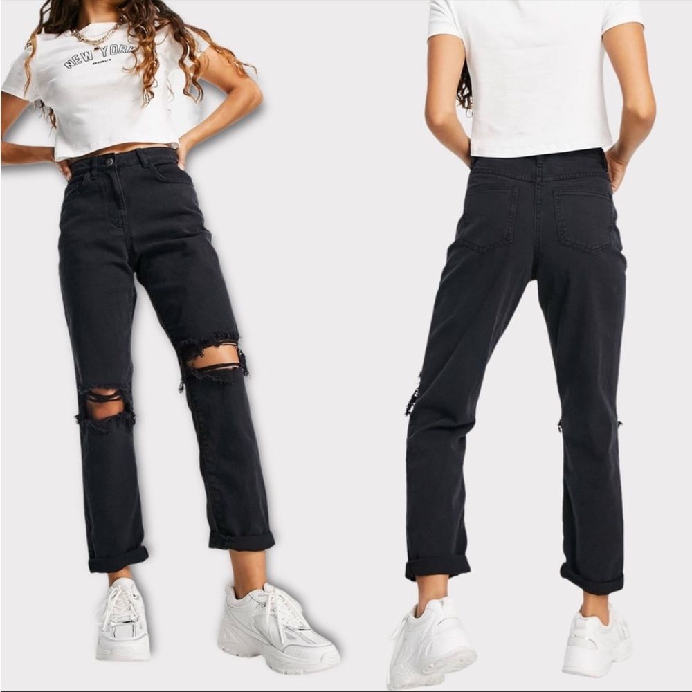 Parisian Petite Ripped Jeans in Washed
Black Size 6